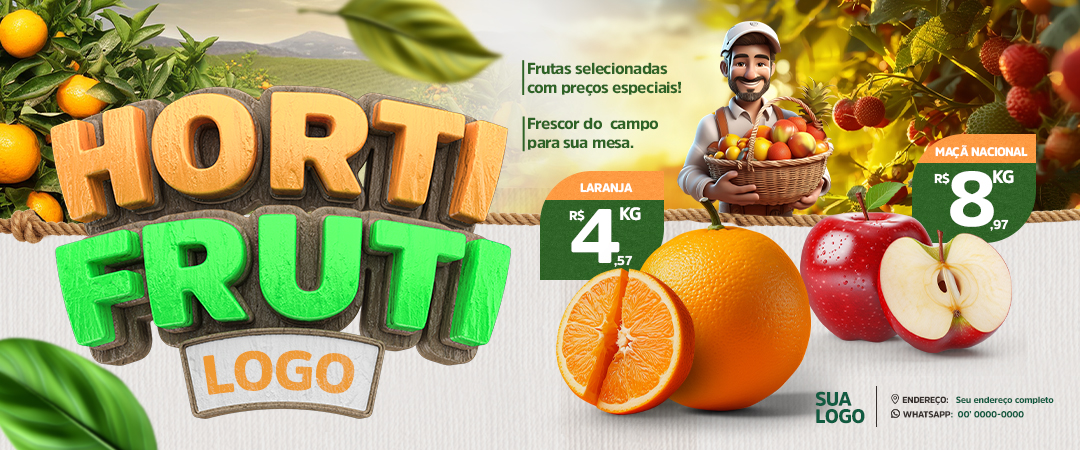 Banner HortiFruti Social Media PSD Editável 