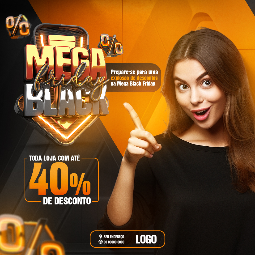 Black Friday Selo 3D Social Media PSD Editável 