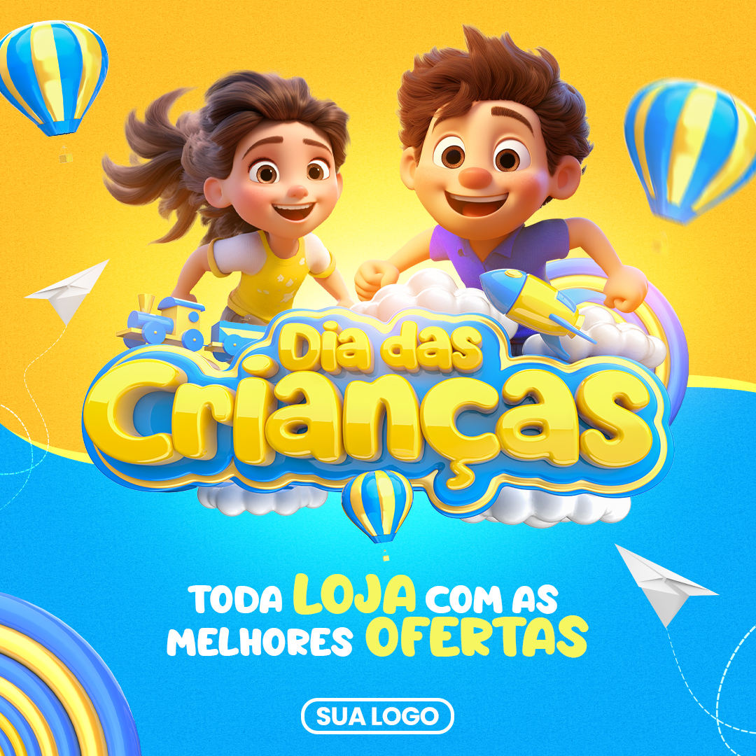 Dia Das Crianças Social Media  Selo 3D PSD Editável