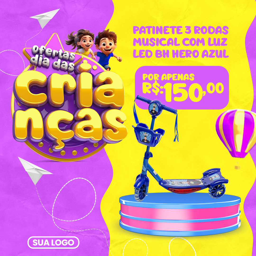 Dia Das Crianças Social Media  Selo 3D PSD Editável