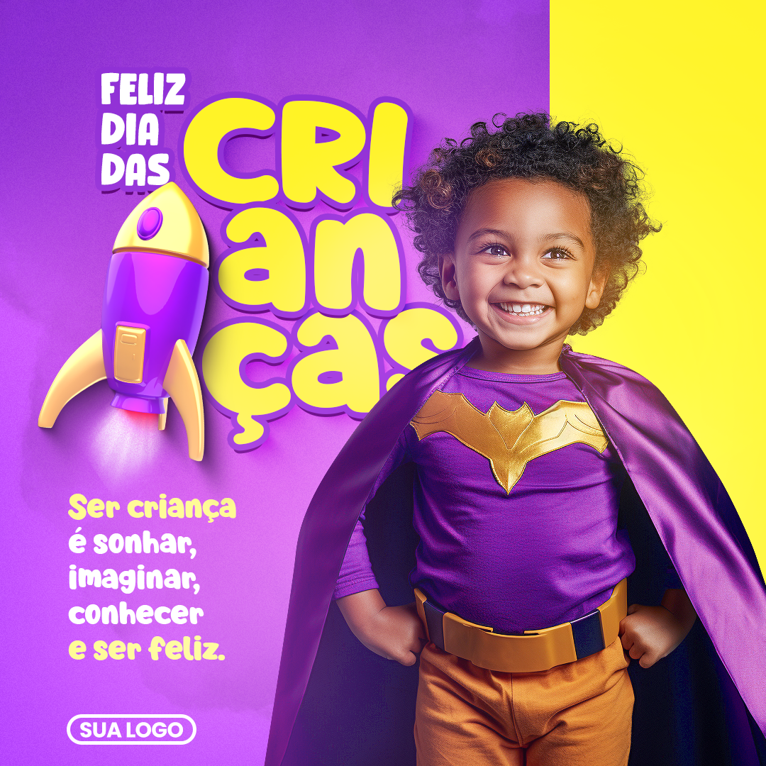 Dia Das Crianças Social Media  Selo 3D PSD Editável