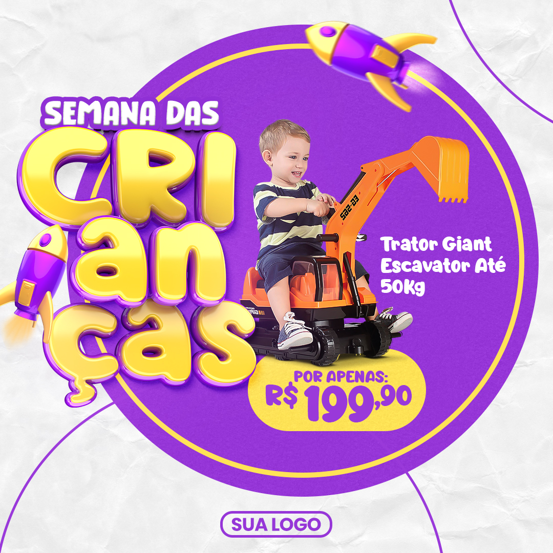 Dia Das Crianças Social Media  Selo 3D PSD Editável