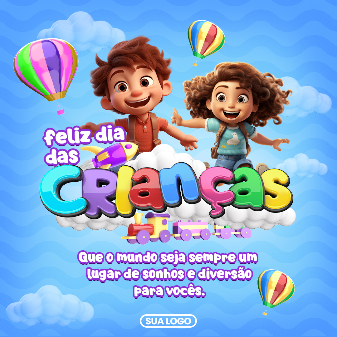 Dia Das Crianças Social Media  Selo 3D PSD Editável