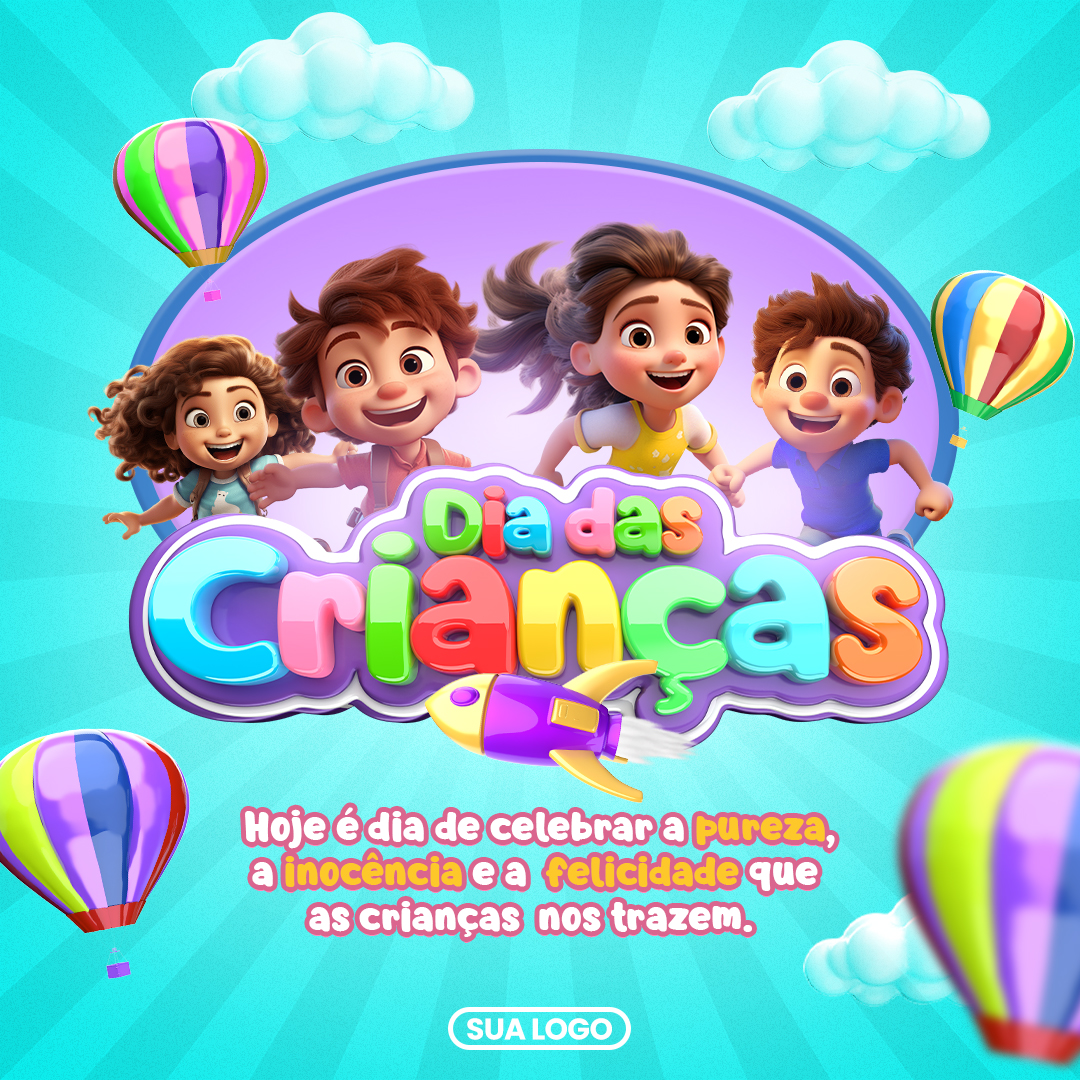 Dia Das Crianças Social Media  Selo 3D PSD Editável