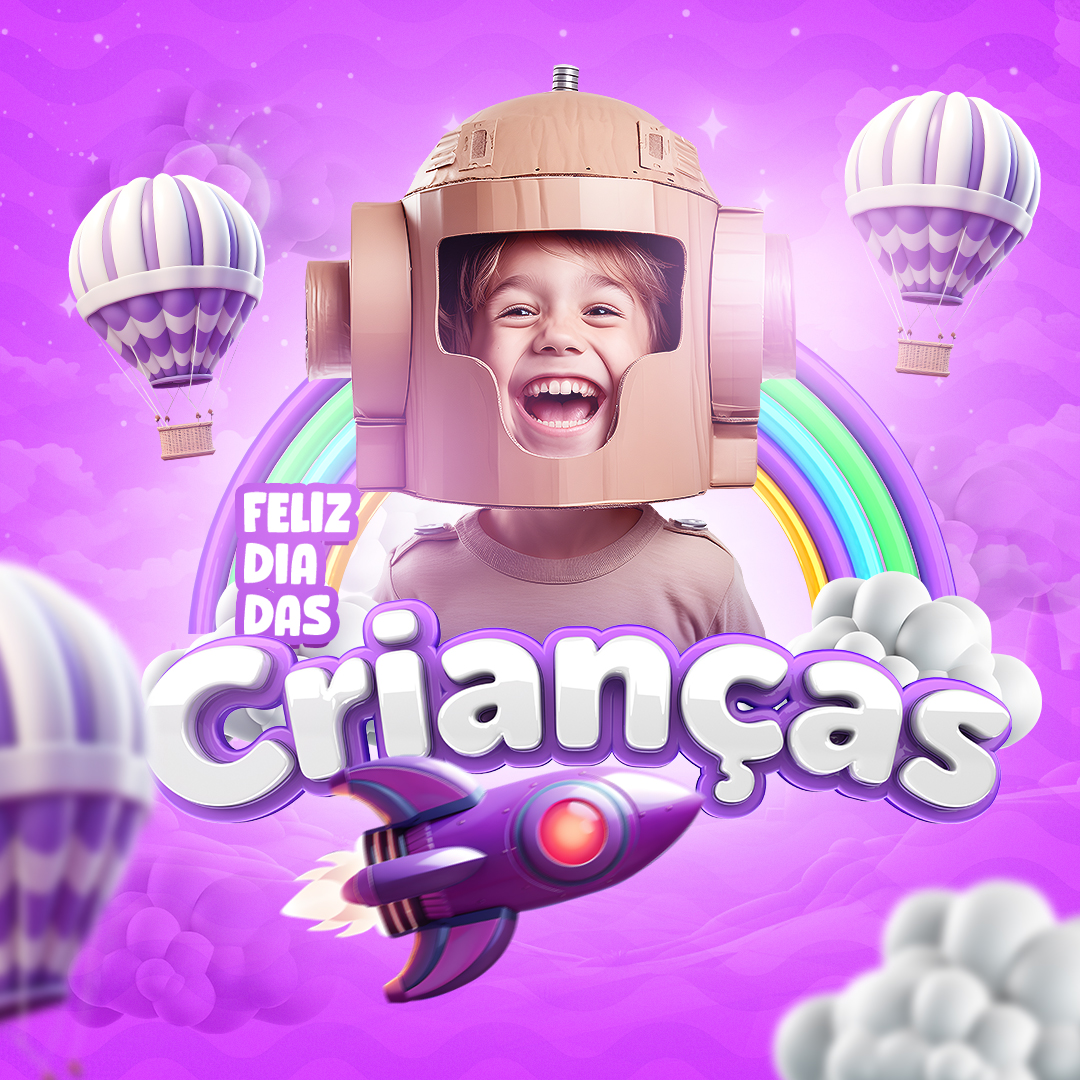 Dia Das Crianças Social Media  Selo 3D PSD Editável