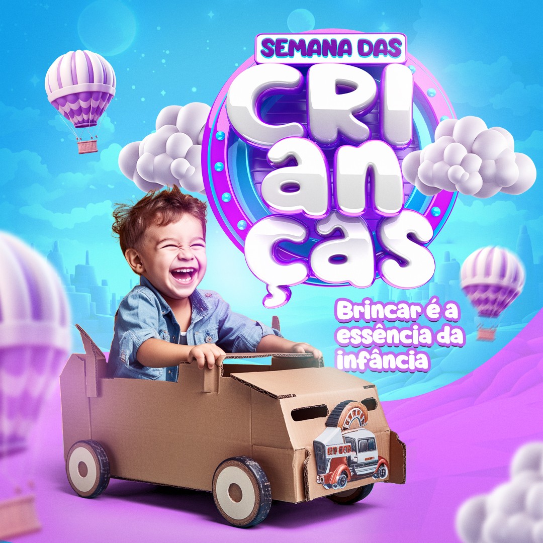 Dia Das Crianças Social Media  Selo 3D PSD Editável