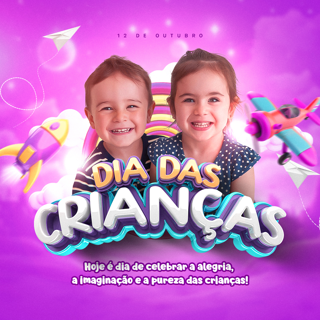 Dia Das Crianças Social Media  Selo 3D PSD Editável