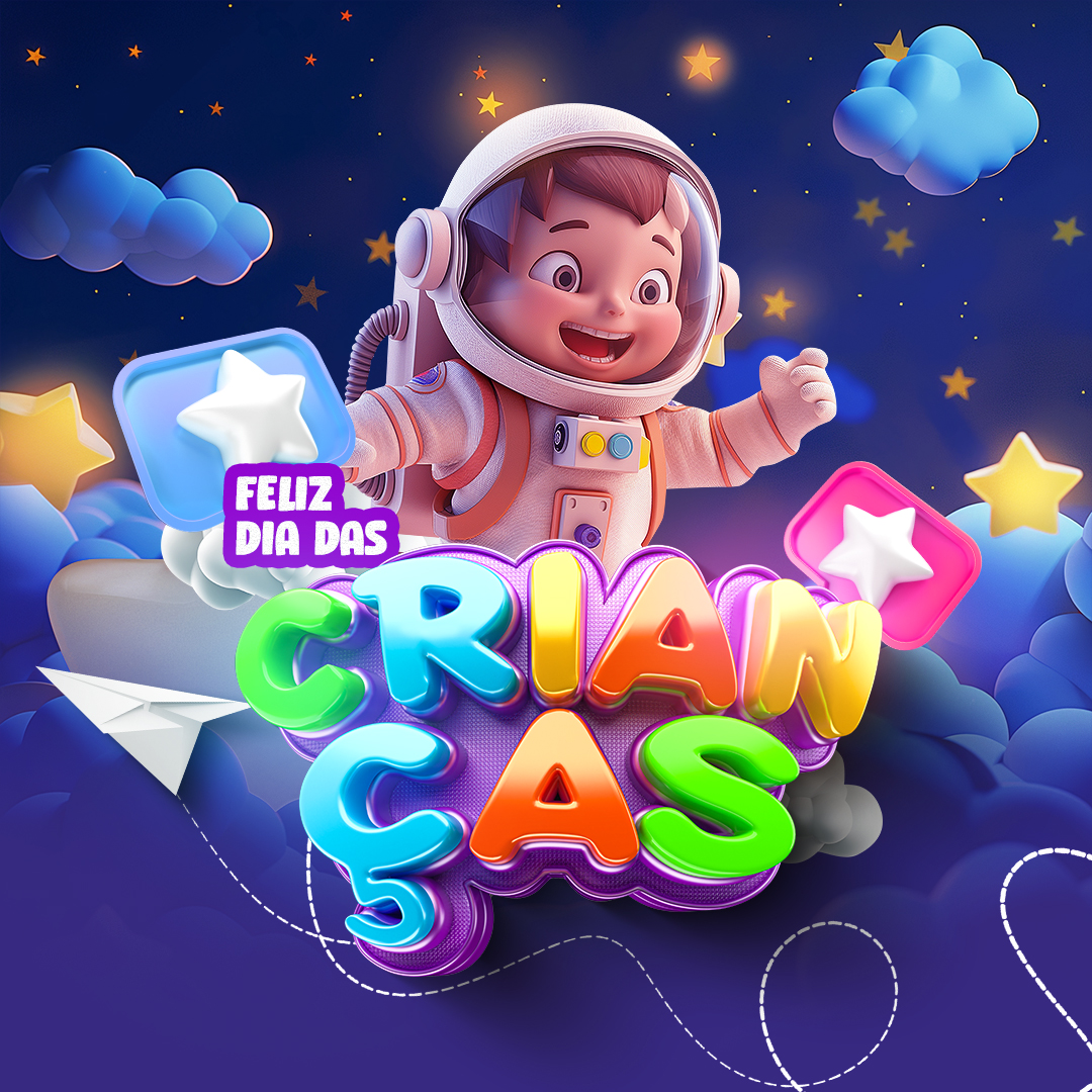 Dia Das Crianças Social Media  Selo 3D PSD Editável