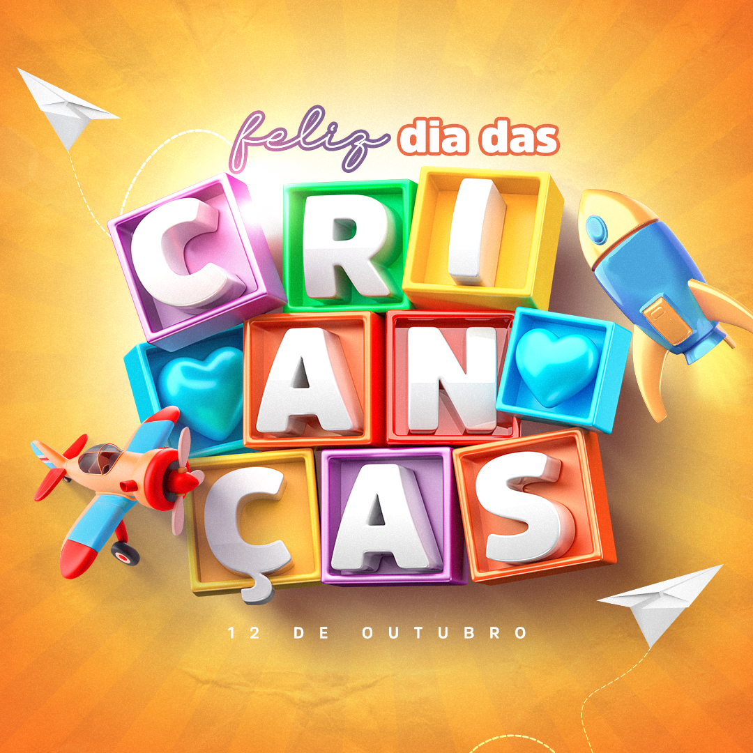 Dia Das Crianças Social Media  Selo 3D PSD Editável