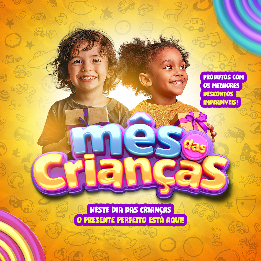 Dia Das Crianças Social Media  Selo 3D PSD Editável