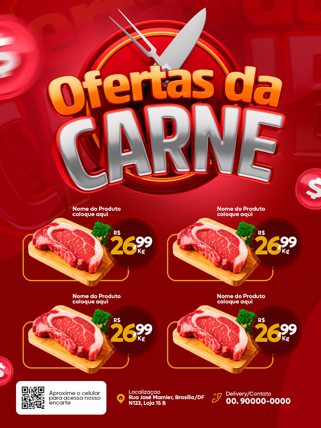 Encarte Ofertas da carne Social media PSD Editável
