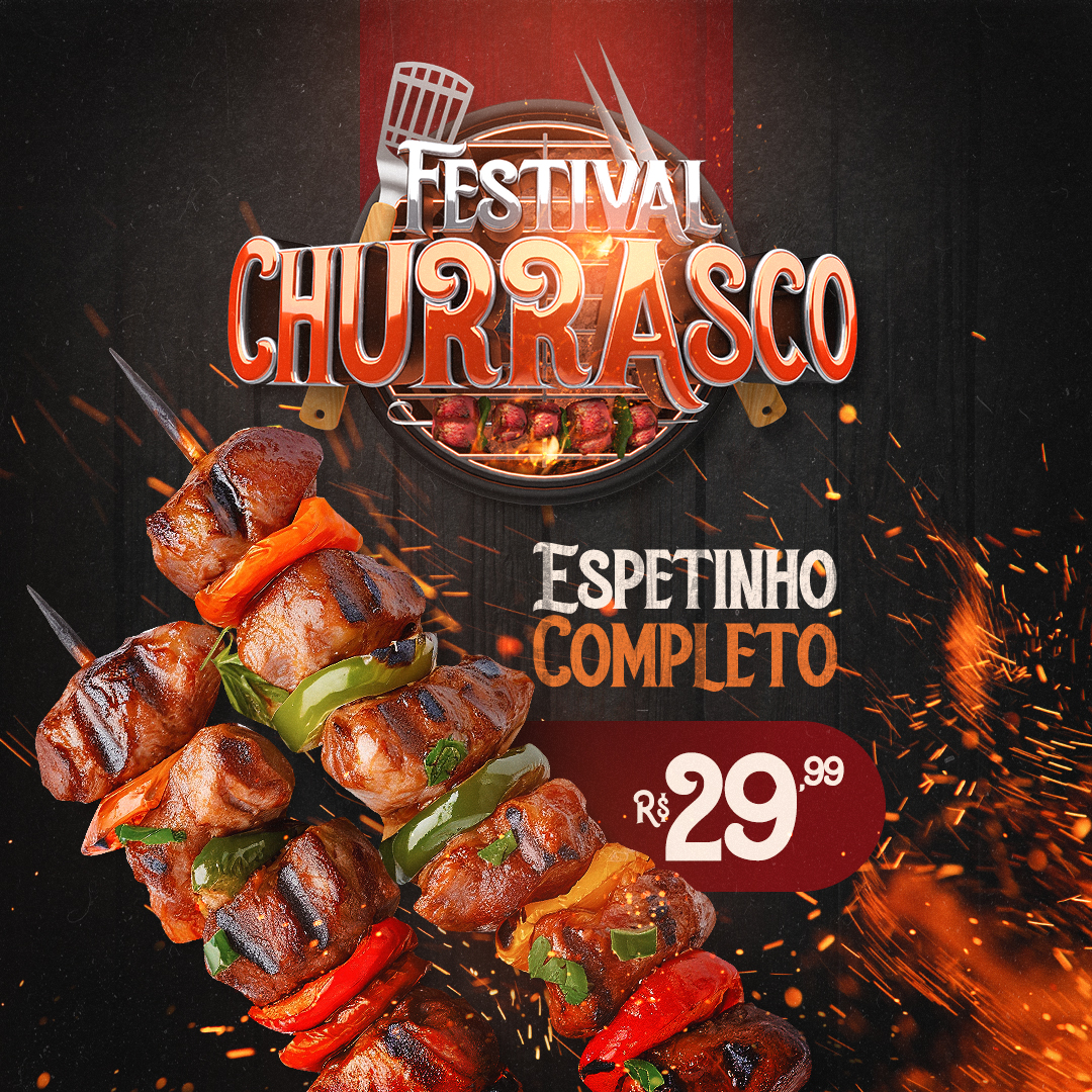 Festival  Churrasco Selo 3D Social Media PSD Editável 