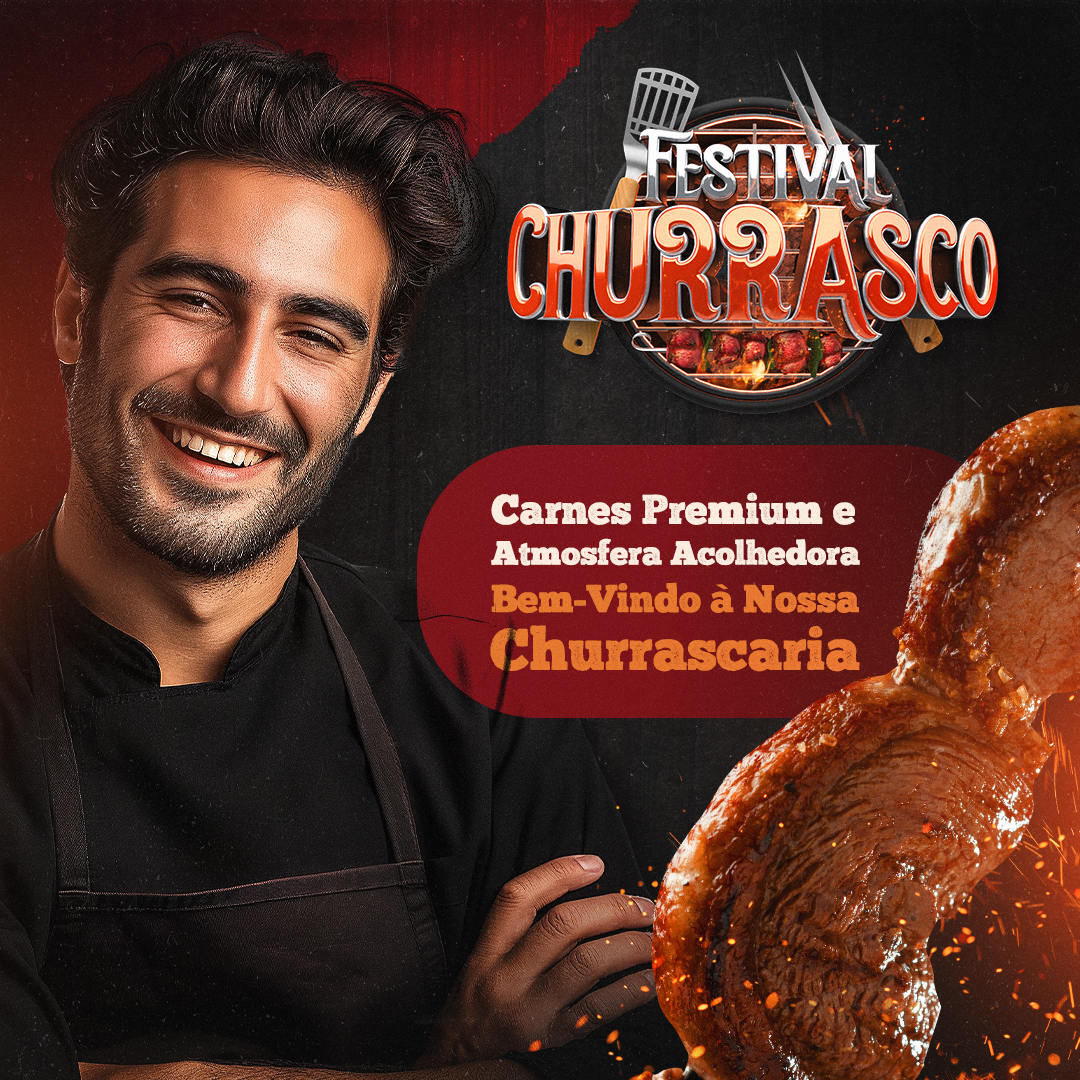 Festival  Churrasco Selo 3D Social Media PSD Editável 