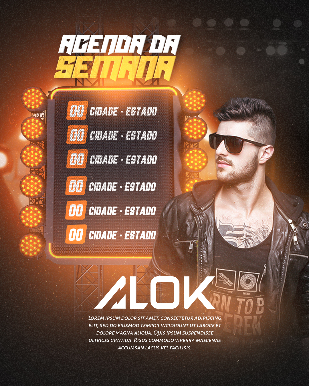 Flyer com Elementos 3D para Festa Neon PSD Editável