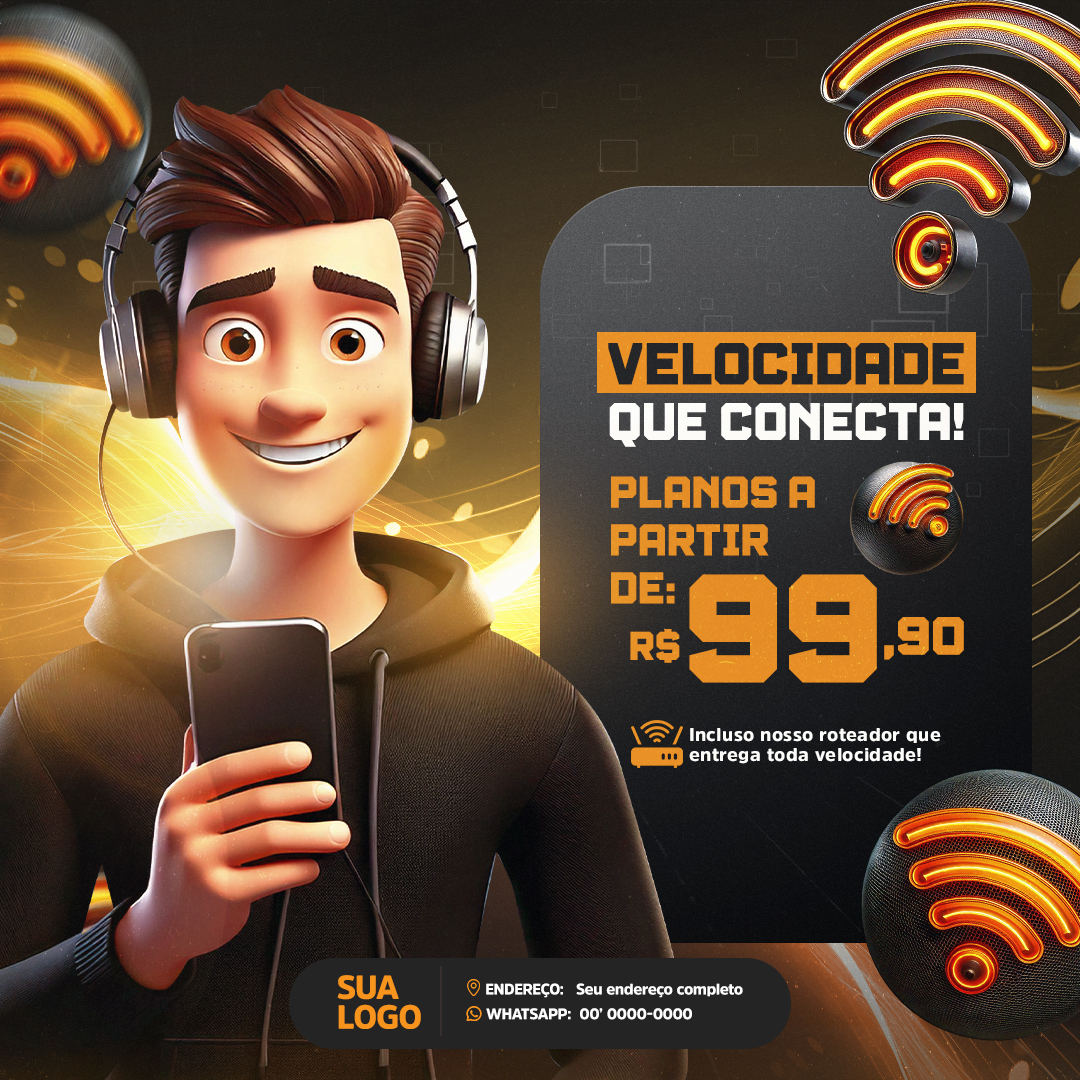 Internet Provedor Social Media PSD Editável