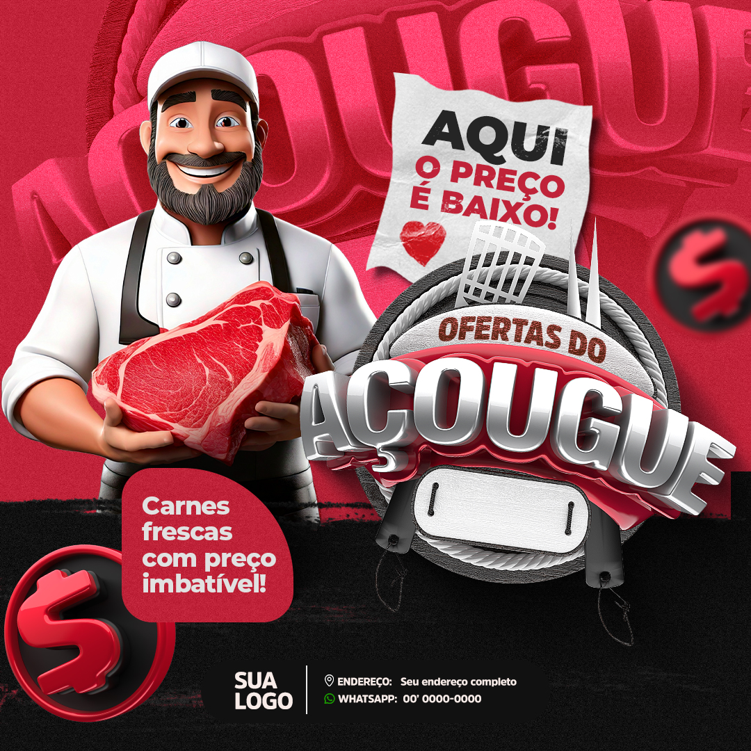 Ofertas do Açougue Selo 3D Social Media 