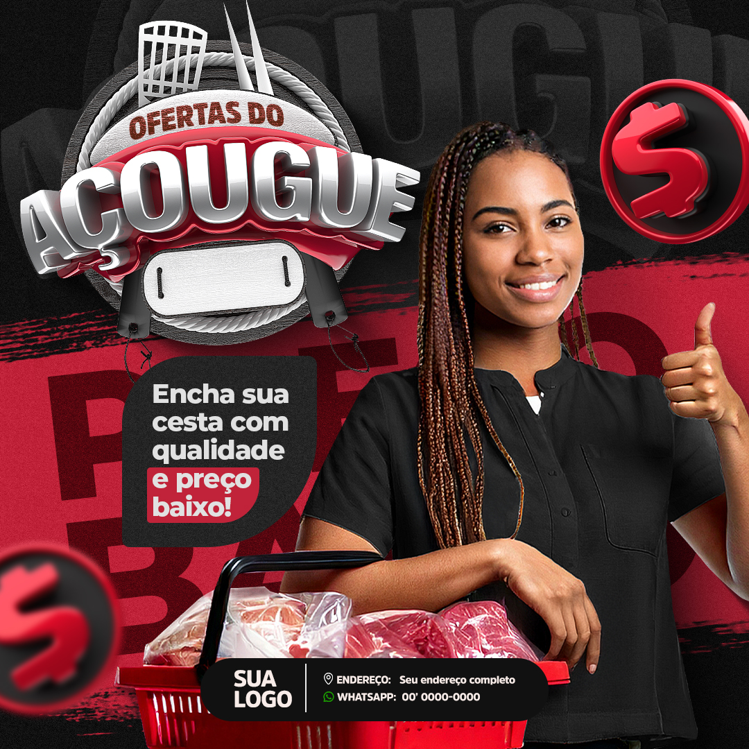 Ofertas do Açougue Selo 3D Social Media 