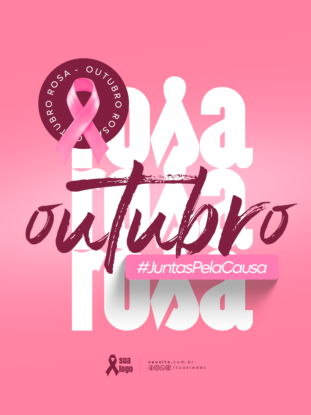 Outubro Rosa Câncer de Mama Social Media PSD Editável