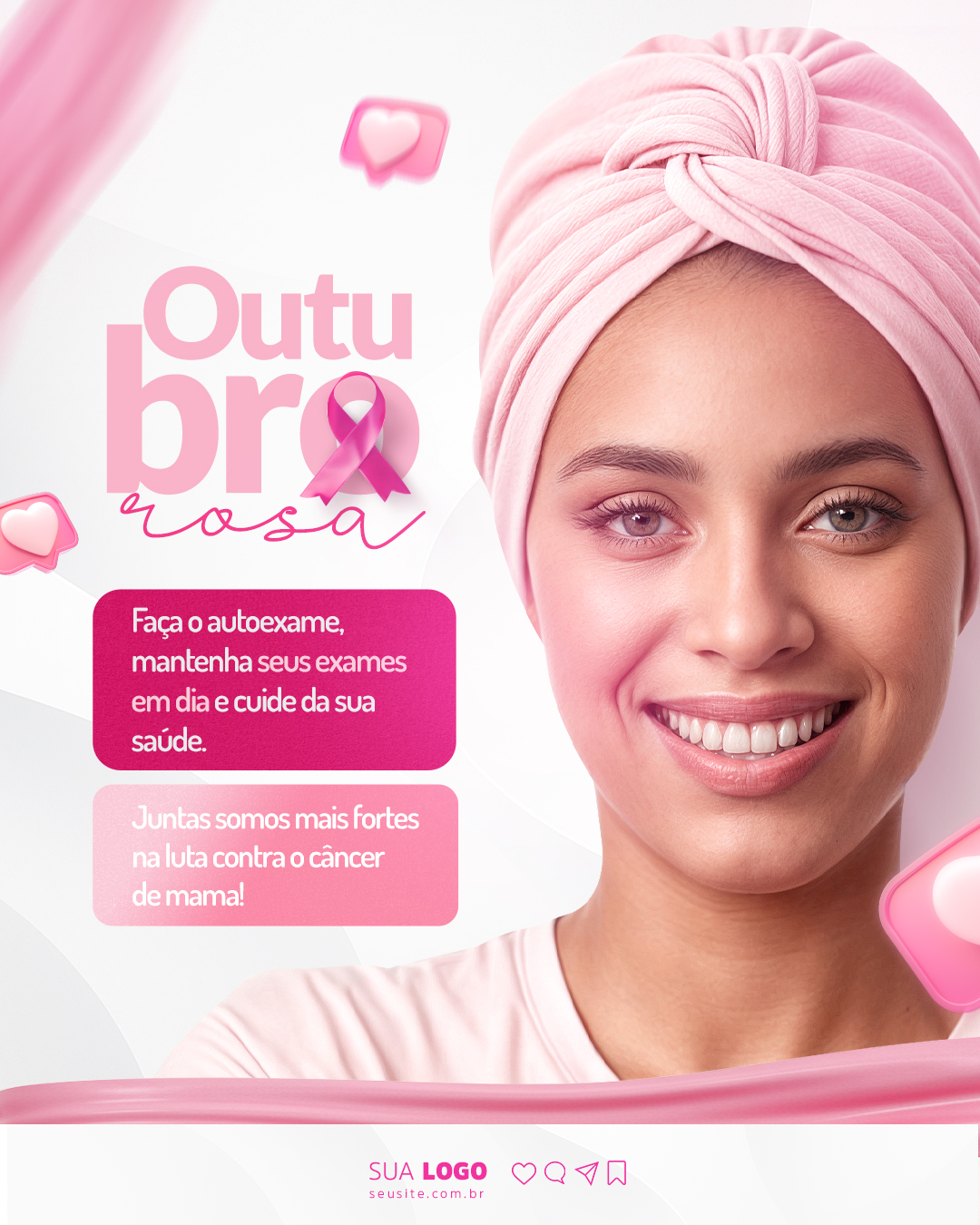 Outubro Rosa Câncer de Mama Social Media PSD Editável