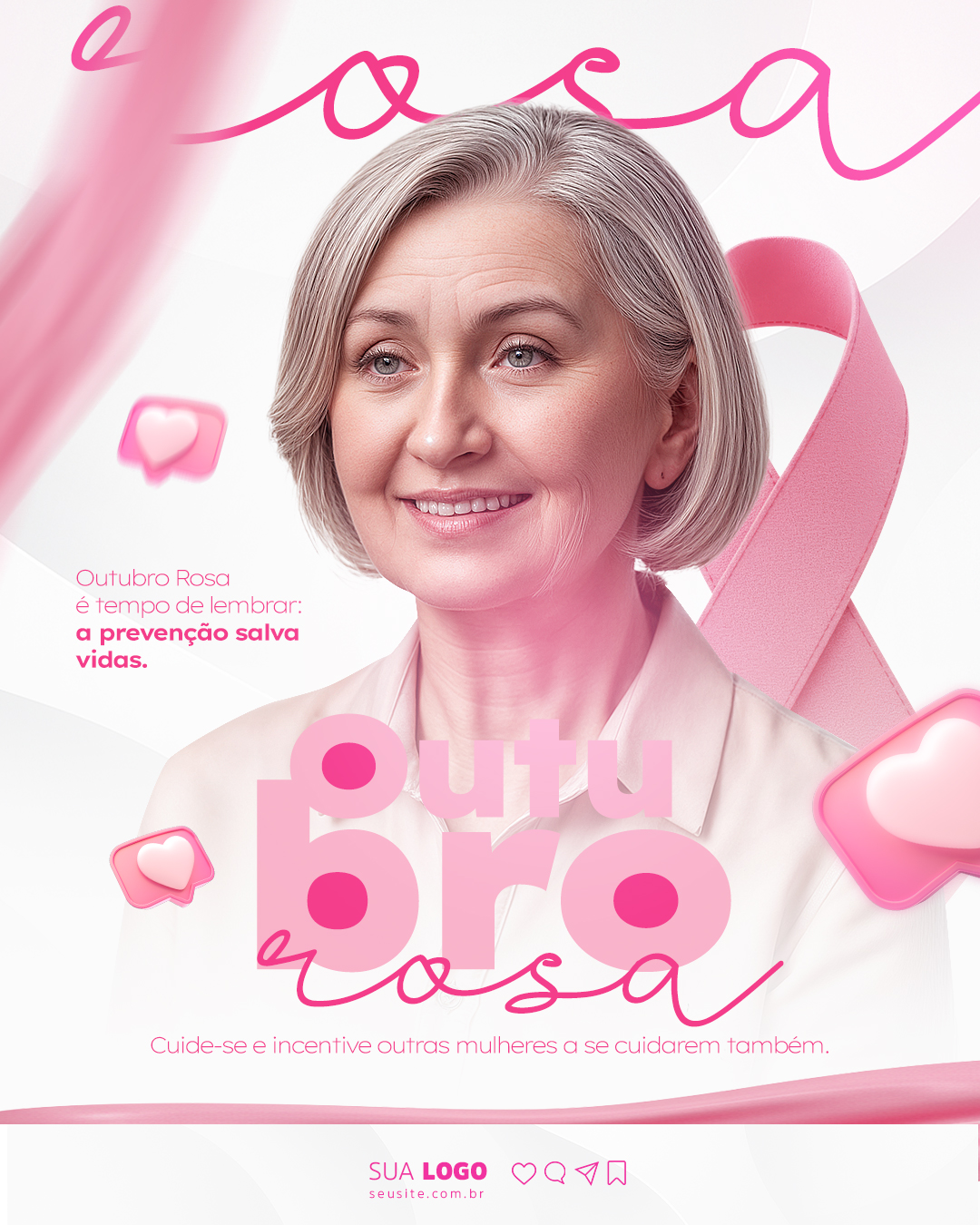 Outubro Rosa Câncer de Mama Social Media PSD Editável
