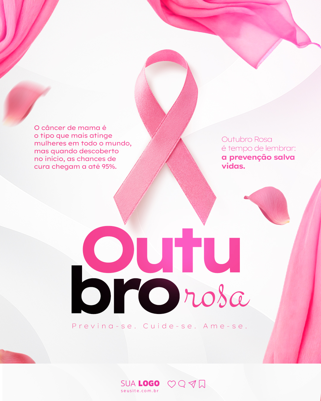 Outubro Rosa Câncer de Mama Social Media PSD Editável