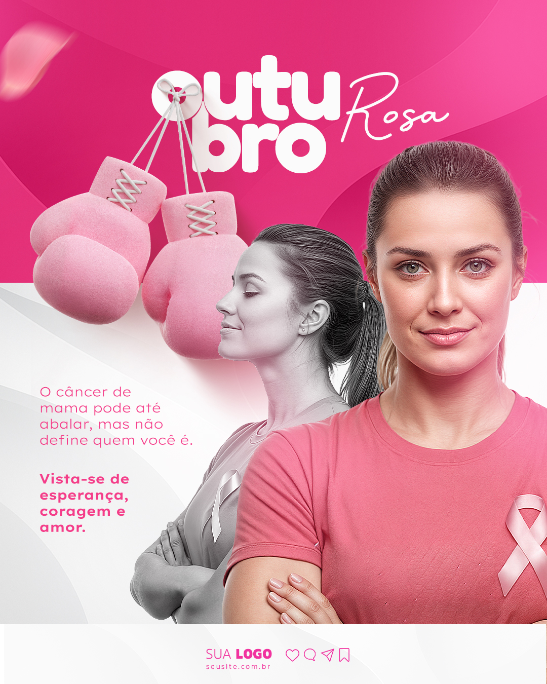 Outubro Rosa Câncer de Mama Social Media PSD Editável