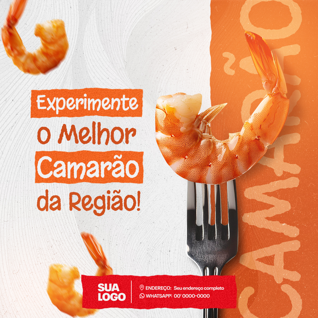 Restaurante Camarão Comida Social Media PSD Editável 
