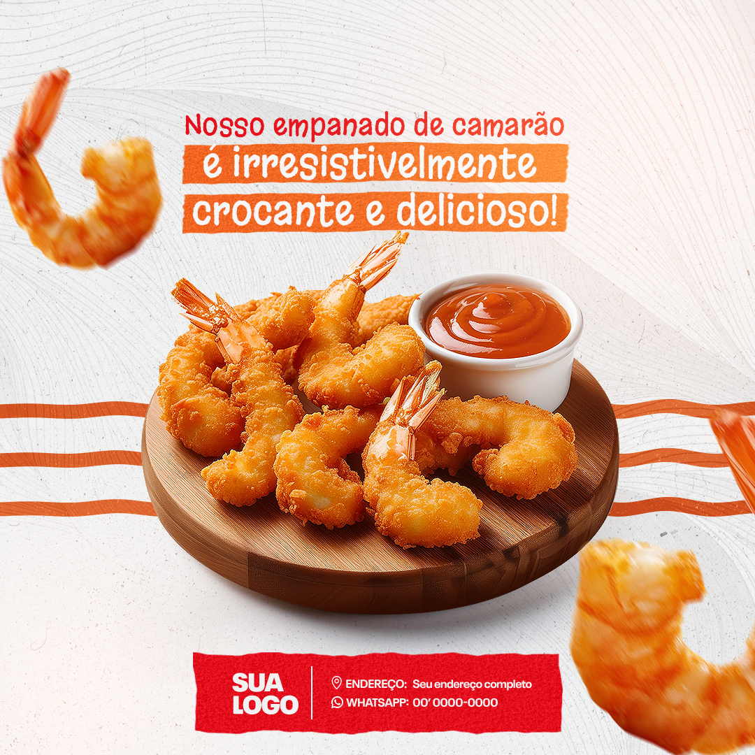 Restaurante Camarão Comida Social Media PSD Editável 