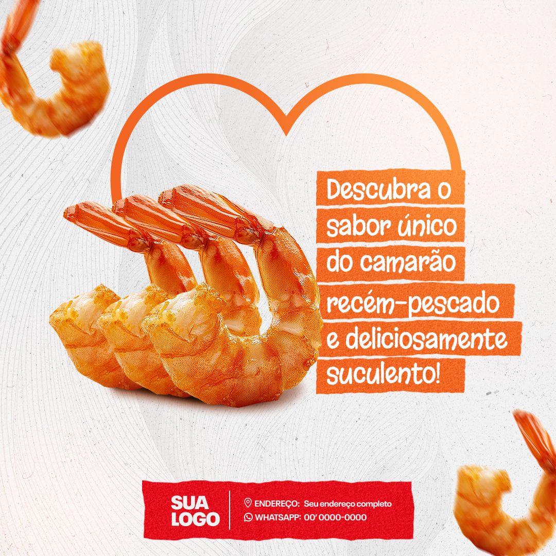 Restaurante Camarão Comida Social Media PSD Editável 
