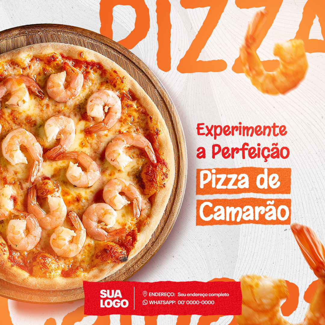 Restaurante Camarão Comida Social Media PSD Editável 