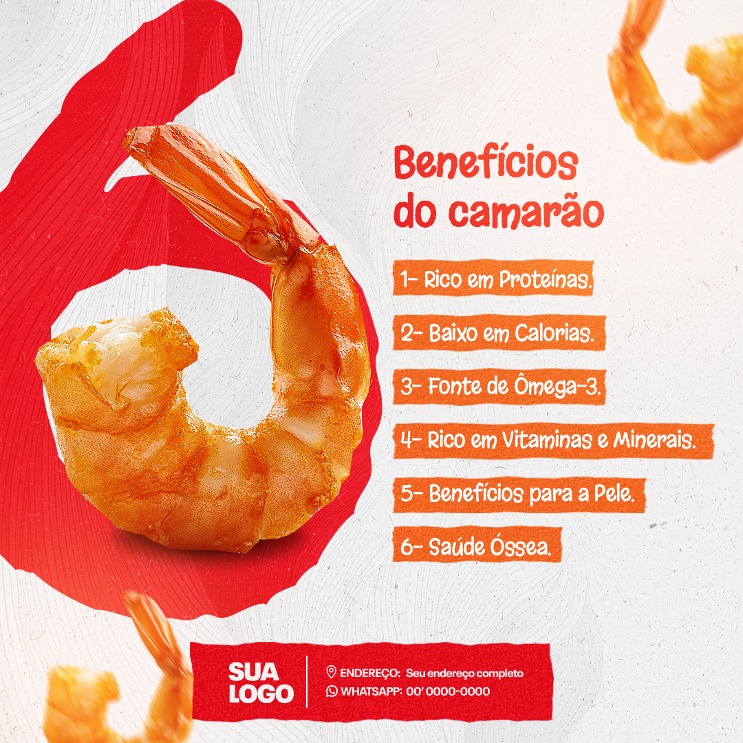 Restaurante Camarão Comida Social Media PSD Editável 