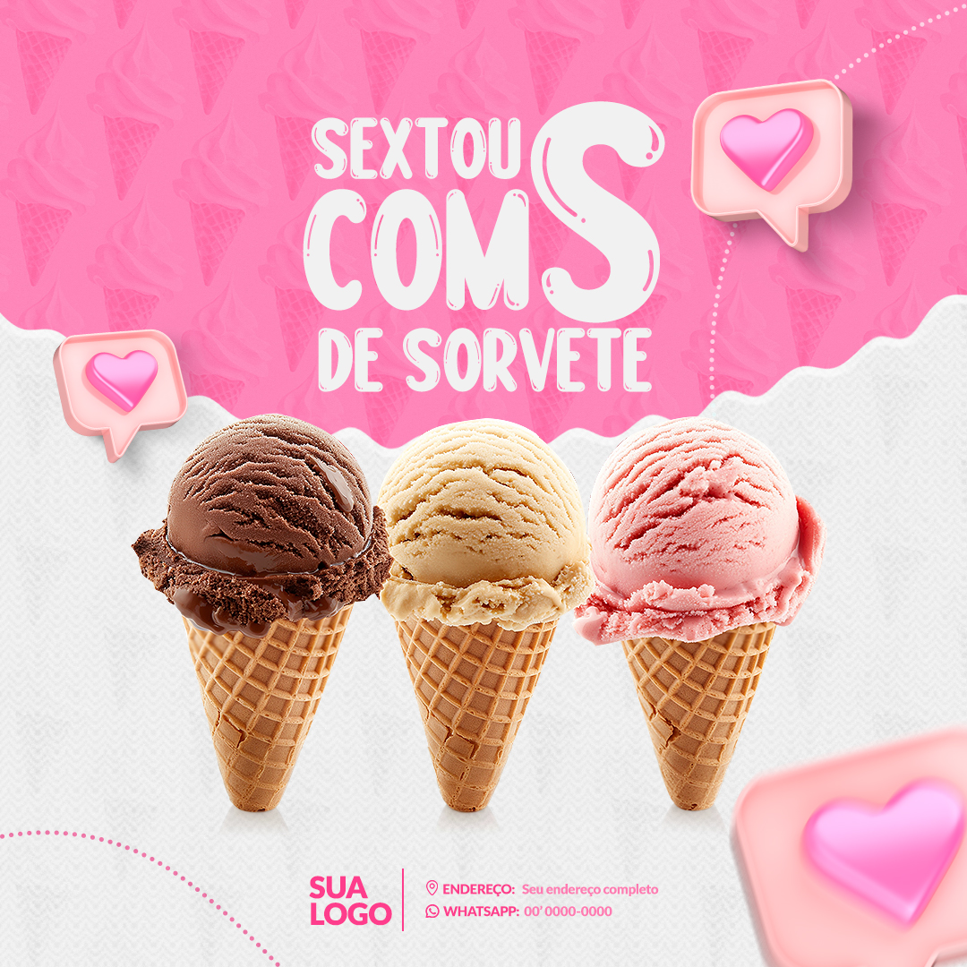 Sorveteria Social Media PSD Editável