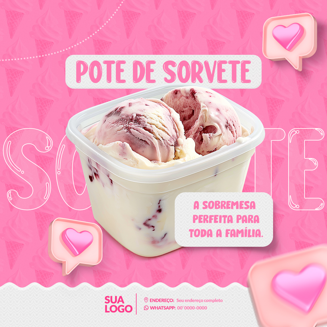 Sorveteria Social Media PSD Editável