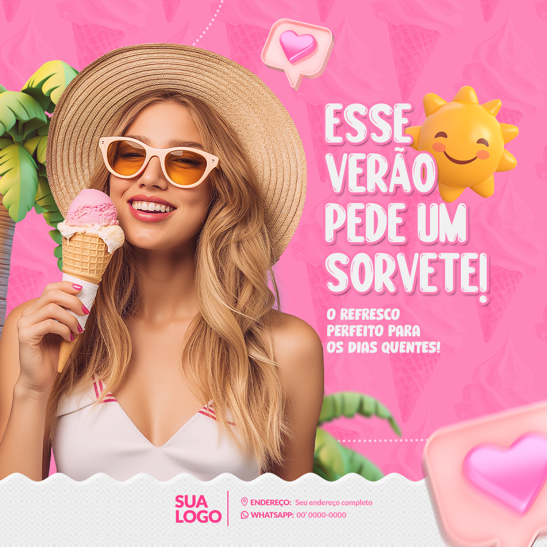 Sorveteria Social Media PSD Editável
